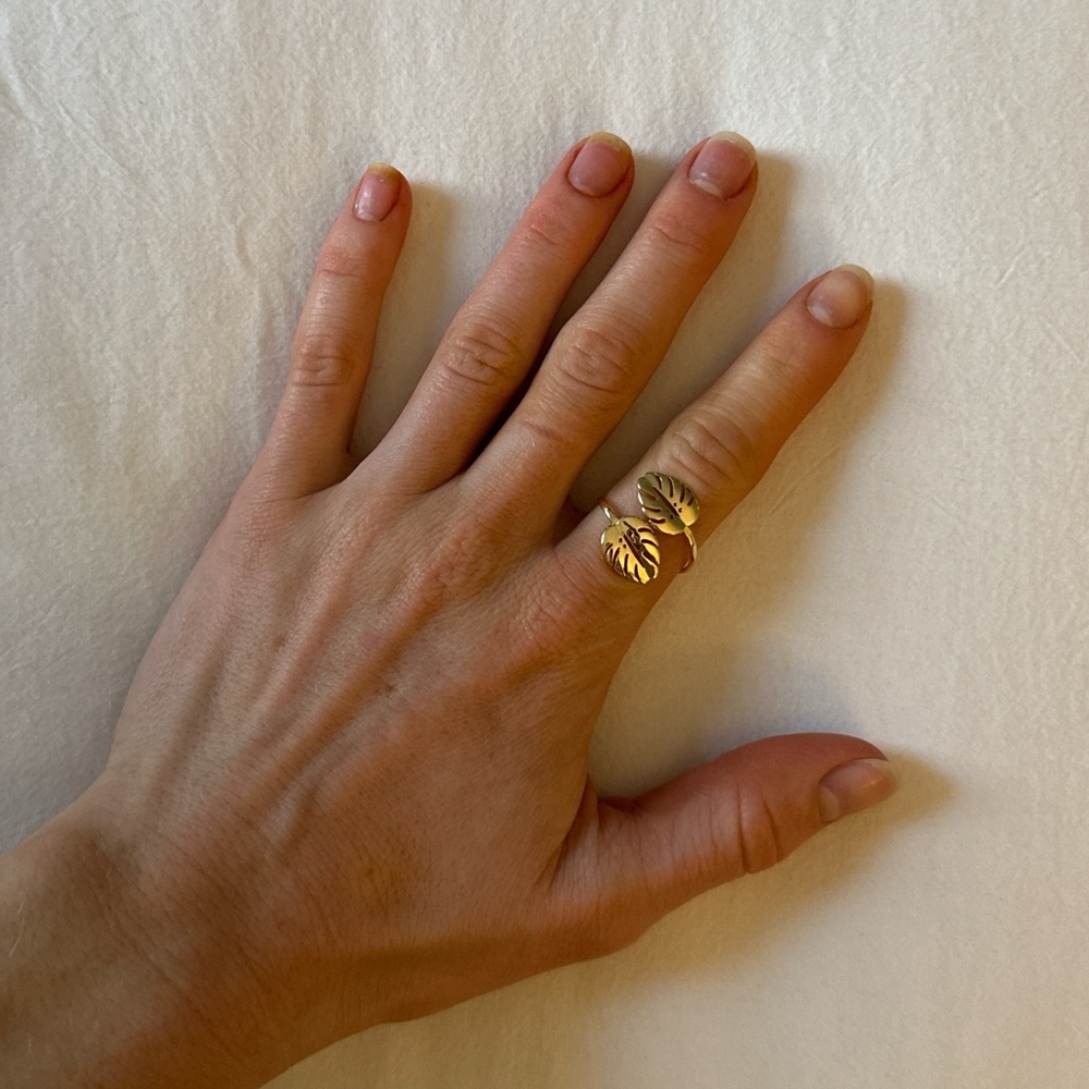 Gold Leaf Adjustable Wrap Ring